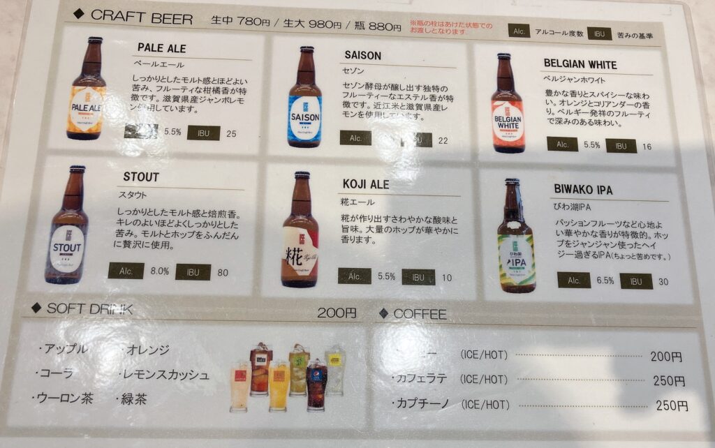 クラフトビール ＜バルナカマチ・メニュー＞